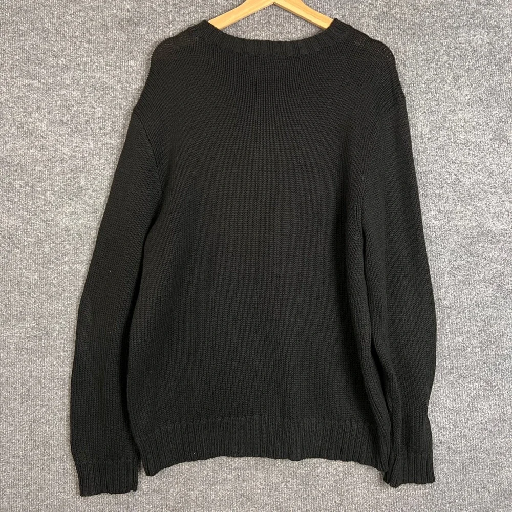 Polo Ralph Lauren Sweater Mens XL Black Excellent Cotton Knit Crewneck Pony Logo